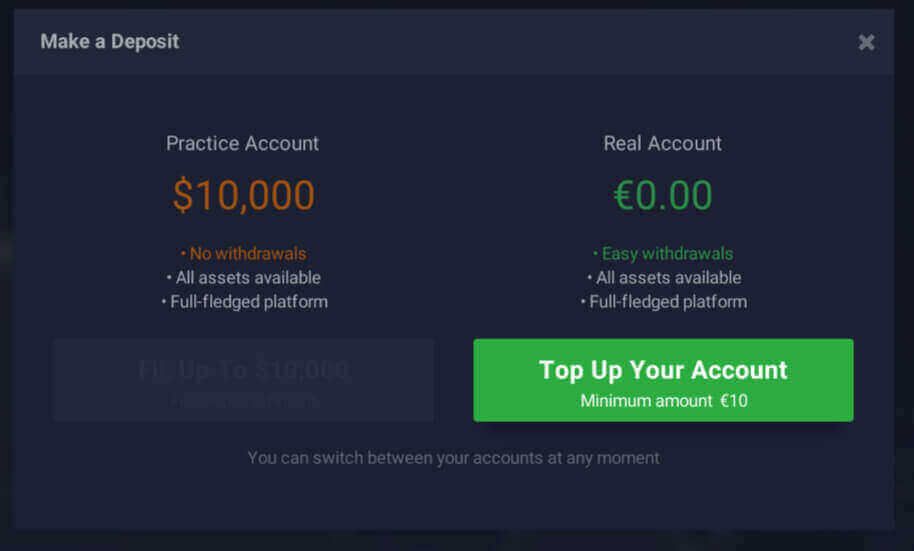 Depot op IQ Option iwwer Lokal Bank a Malaysia, Thailand a Laos