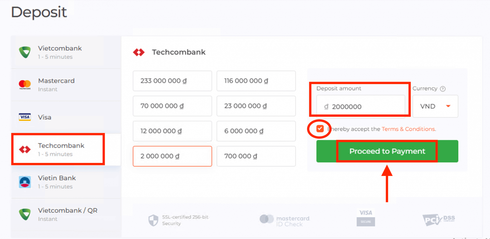 Depot op IQ Option Vietnam: Visa / Mastercard, Internet Banking & E-Portemonnaien
