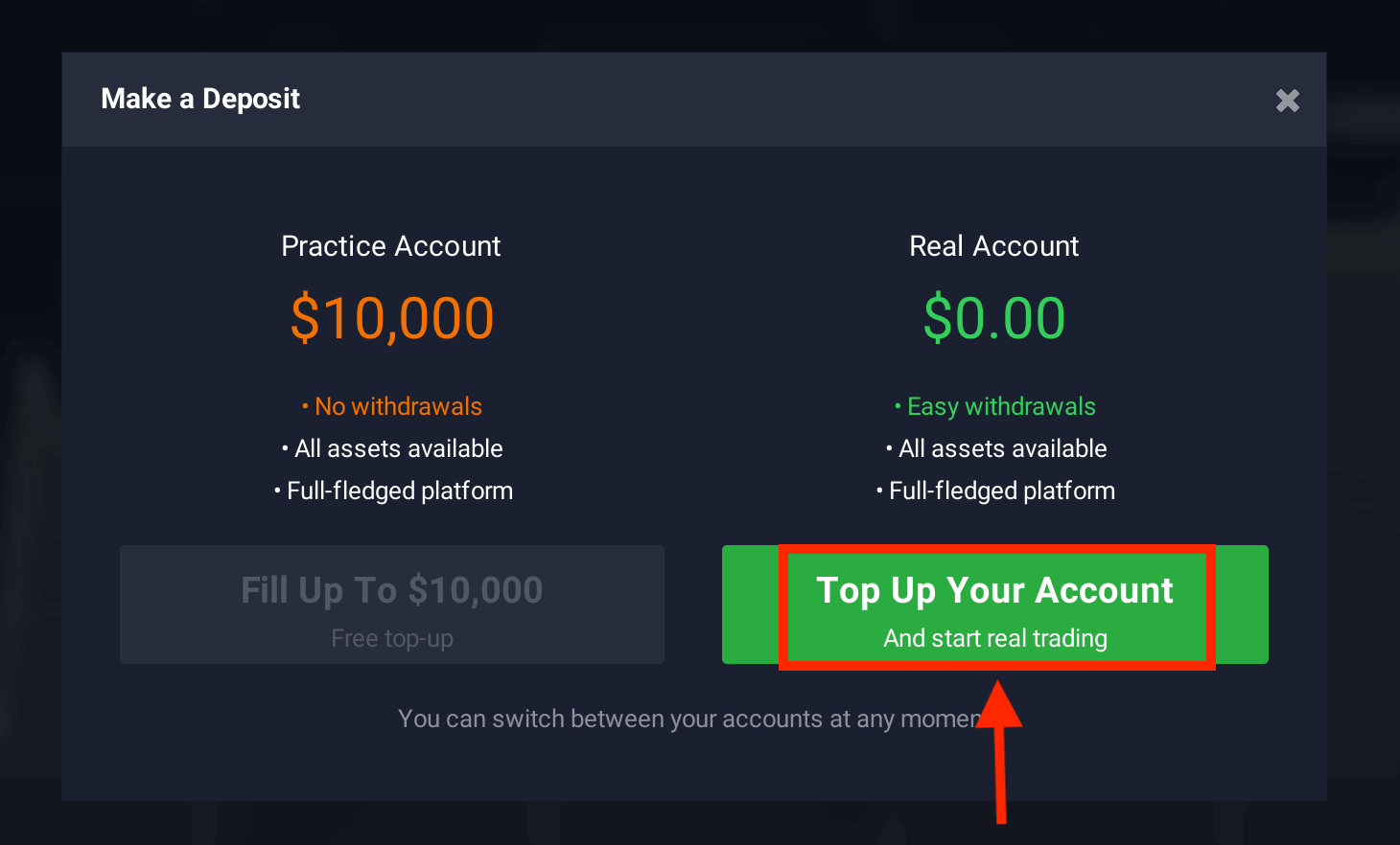 Abra uma conta demo na IQ Option: configuração rápida e acesso
